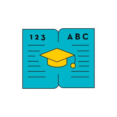 Eğitim simgesi- eğitim kap vektör illüstrasyon ile kitap açın