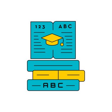 eğitim simgesi- eğitim kap vektör tasarımı ile bir açık kitap üç kitap
