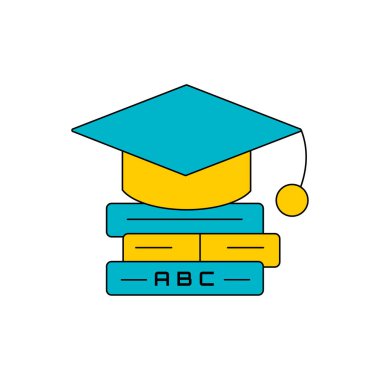 öğrenme vektör simgesi- eğitim kapağı ile üç kitap