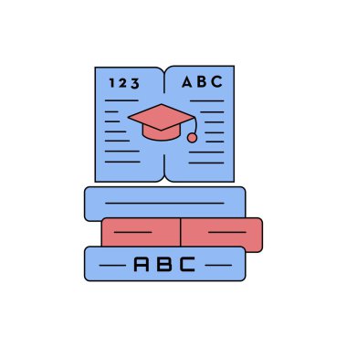 eğitim simgesi- eğitim kap vektör tasarımı ile bir açık kitap üç kitap