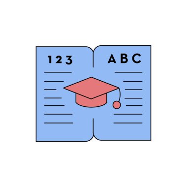 Eğitim simgesi- eğitim kap vektör illüstrasyon ile kitap açın