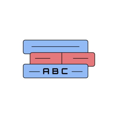 Eğitim kitap simgesi- abc metin ile üç eğitim vektör kitap