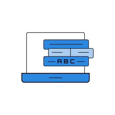 Anahat eğitim simgesi- kitap ve dizüstü vektör basit ve temiz illüstrasyon