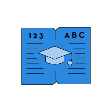 Eğitim simgesi- eğitim kap vektör illüstrasyon ile kitap açın
