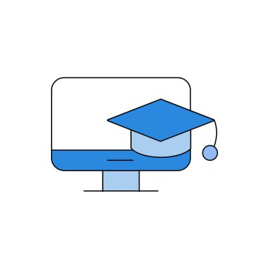 Monitörde asılı eğitim vektör simgesi- eğitim kapağı