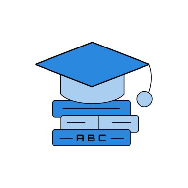 öğrenme vektör simgesi- eğitim kapağı ile üç kitap