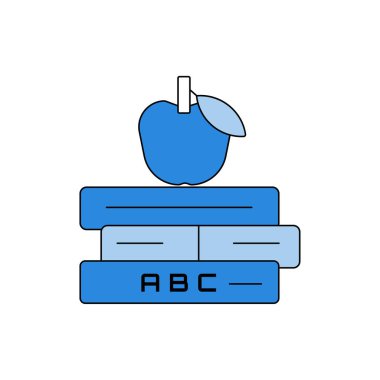 Eğitim simgesi- Apple vektör illüstrasyon simgesi ile kitap