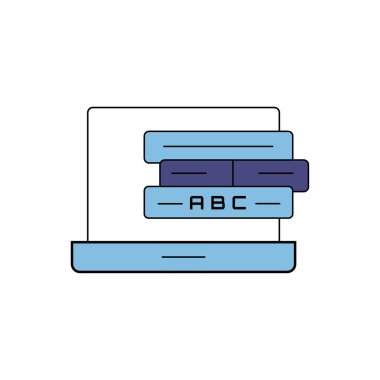 Anahat eğitim simgesi- kitap ve dizüstü vektör basit ve temiz illüstrasyon