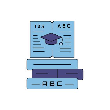 eğitim simgesi- eğitim kap vektör tasarımı ile bir açık kitap üç kitap