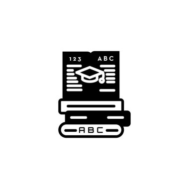 eğitim simgesi- eğitim kap vektör tasarımı ile bir açık kitap üç kitap