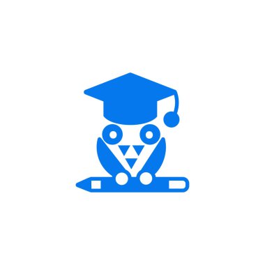 Eğitim vektör sembolü simgesi- eğitim kapağı ve kalem ile baykuş kuş