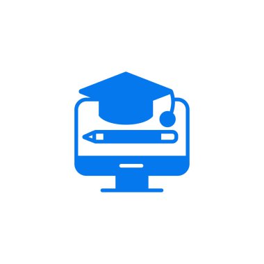 Monitörde asılı eğitim vektör simgesi- eğitim kapağı