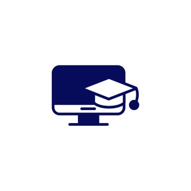 Monitörde asılı eğitim vektör simgesi- eğitim kapağı