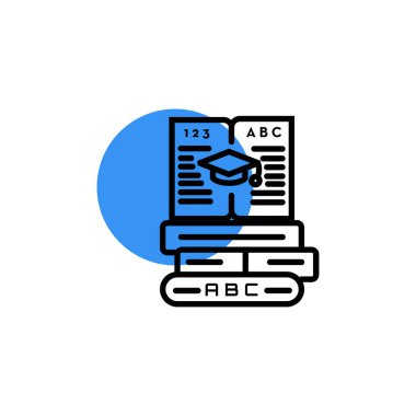eğitim simgesi- eğitim kap vektör tasarımı ile bir açık kitap üç kitap