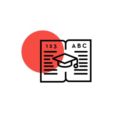 Eğitim simgesi- eğitim kap vektör illüstrasyon ile kitap açın