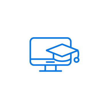 Monitörde asılı eğitim vektör simgesi- eğitim kapağı