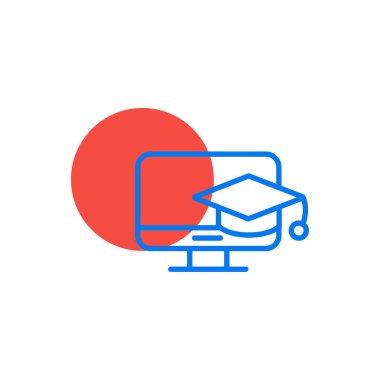 Monitörde asılı eğitim vektör simgesi- eğitim kapağı