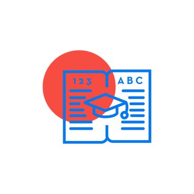 Eğitim simgesi- eğitim kap vektör illüstrasyon ile kitap açın