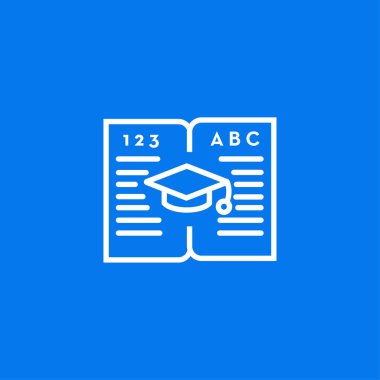 Eğitim simgesi- eğitim kap vektör illüstrasyon ile kitap açın