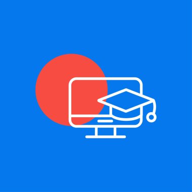 Monitörde asılı eğitim vektör simgesi- eğitim kapağı