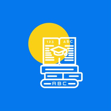 eğitim simgesi- eğitim kap vektör tasarımı ile bir açık kitap üç kitap