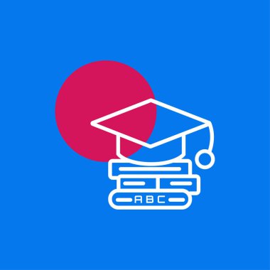 öğrenme vektör simgesi- eğitim kapağı ile üç kitap