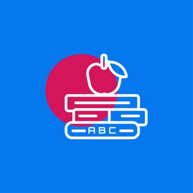 Eğitim simgesi- Apple vektör illüstrasyon simgesi ile kitap