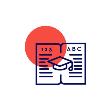 Eğitim simgesi- eğitim kap vektör illüstrasyon ile kitap açın