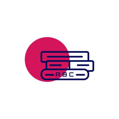 Eğitim kitap simgesi- abc metin ile üç eğitim vektör kitap