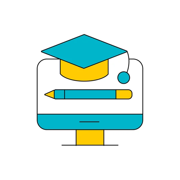 Education symbol icon- education cap,pencil on the monitor screen vector illustration — Stock Vector