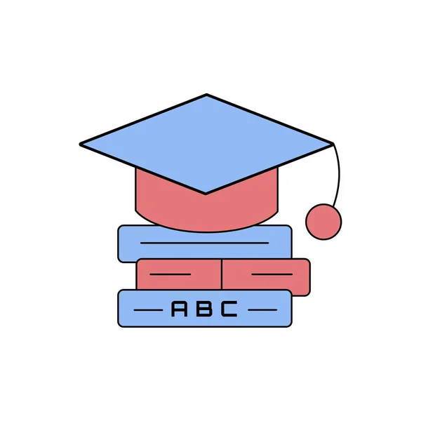 학습 벡터 아이콘 - 교육 모자와 세 책 — 스톡 벡터