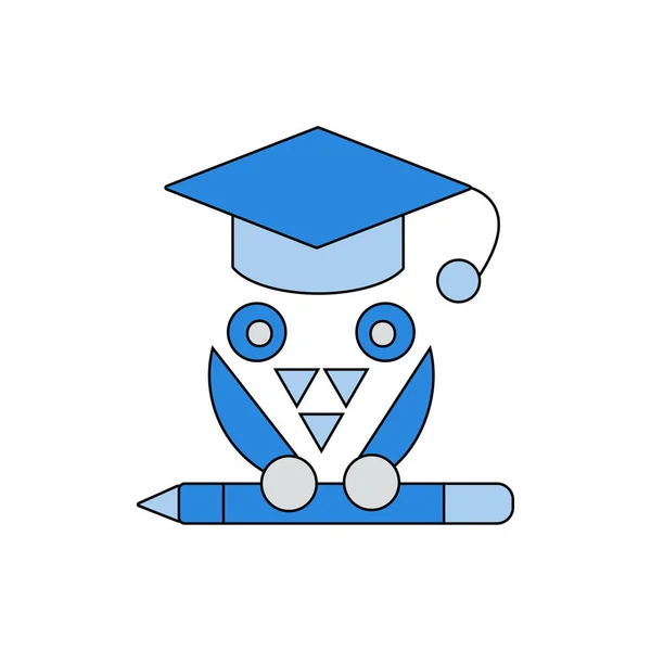 Освіта Векторний символ значок Сова птах з шапочкою освіти та олівцем — стоковий вектор