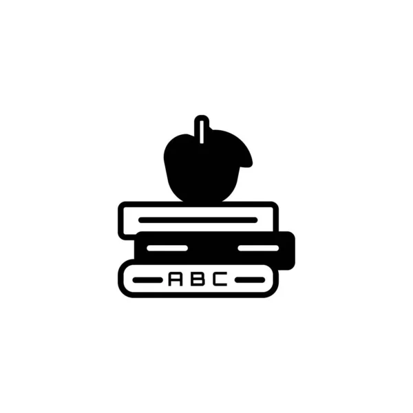 Bildungs-Icon-Buch mit Apfel-Vektorillustration-Symbol — Stockvektor