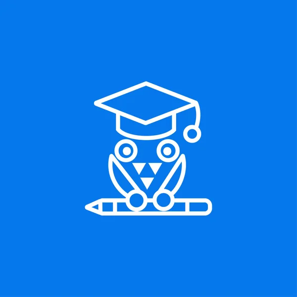Eğitim vektör sembolü simgesi- eğitim kapağı ve kalem ile baykuş kuş — Stok Vektör