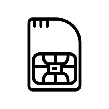 beyaz arka plan ile trendy düz tarzda sim kart simgesi