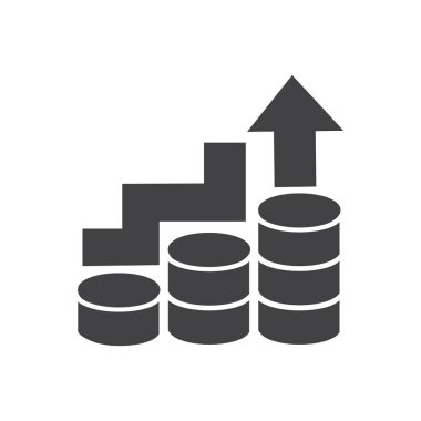 büyüme veya iş başarısı veya iş simgesini artırmak. sikke ve yukarı ok ile vektör temiz iş büyüme simgesi
