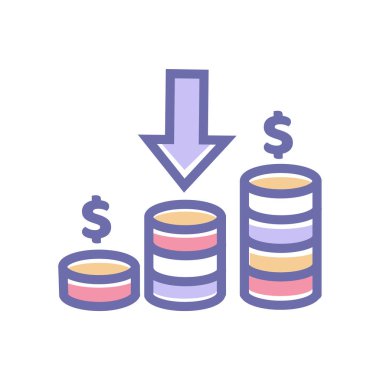 gelir simgesi. sikke dolar ve ok işareti ile vektör gelir işareti sembolü- vektör.
