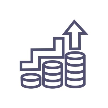 büyüme veya iş başarısı veya iş simgesini artırmak. sikke ve yukarı ok ile vektör temiz iş büyüme simgesi