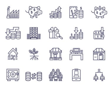 Basit Set Para İlgili finans Vektör Simgeleri. Mobil konseptler ve web uygulamaları için Değiştirilebilir Stroke Perfect simgeleri