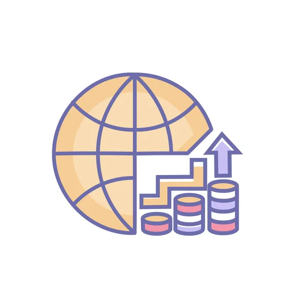Promoção global homem de negócios, Global Payment icon- vetor sinal global e símbolo com caráter . — Vetor de Stock