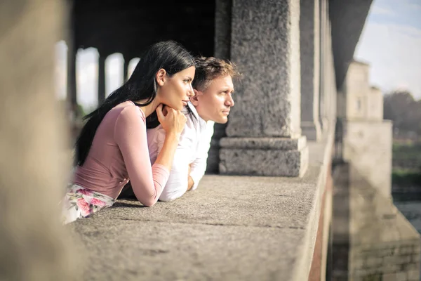 Glückliches Junges Paar Bei Einem Date Freien — Stockfoto