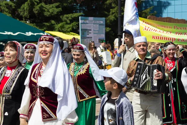 Yekaterinburg Russia 2019 Sabantuy People Tatar Bashkir Fieldwork Holiday Traditional — 스톡 사진