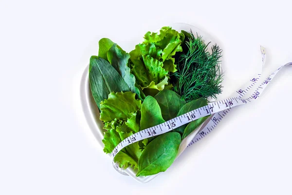 Diet Penurunan Berat Badan Daun Selada Hijau Segar Bayam Sorrel — Stok Foto