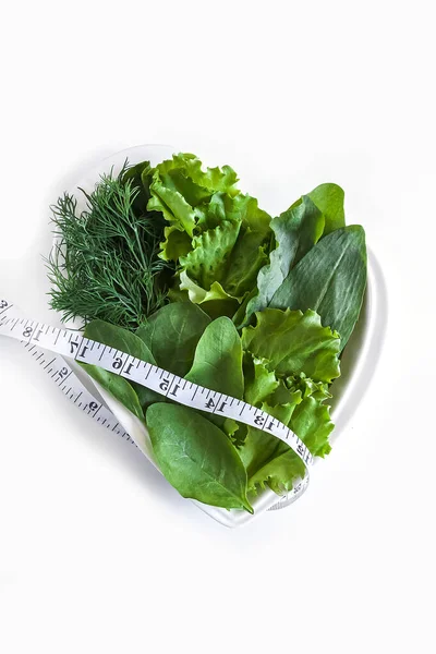 Diet Penurunan Berat Badan Daun Selada Hijau Segar Bayam Sorrel — Stok Foto
