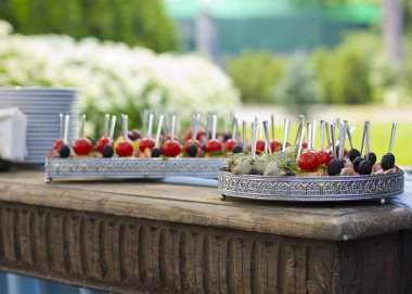 Öğle yemeği dışarıda. Şenlik li büfesi. Düğün. Atıştırmalık -lar