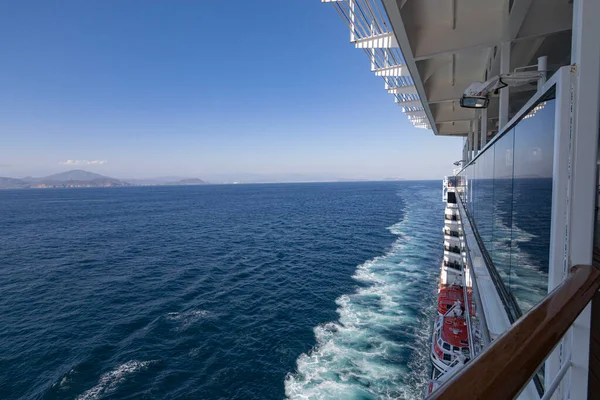 Side of cruise ship on the sea. Cruise ship.