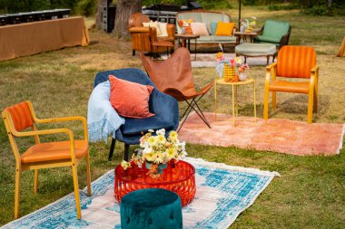 Yazlık kafe. Dinlenme odası. İç fotoğraf bölgesi