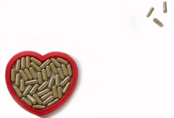 Pastillas Forma Corazón Sobre Fondo Blanco — Foto de Stock