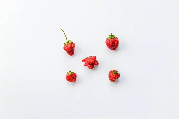 Ugly Strawberry White Background Ugly Food Top View Vertical Orientation — Stock Photo, Image