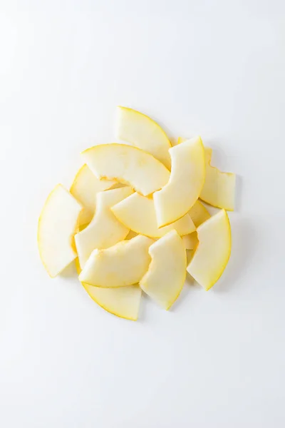 Melon Slices White Background Top View Closeup — Stock Photo, Image